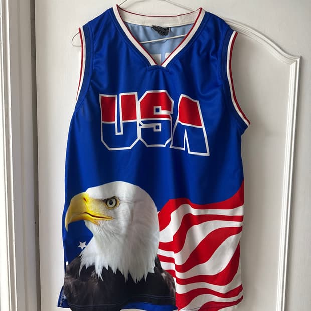 빈티지 미국 USA 로고 져지 민소매티셔츠