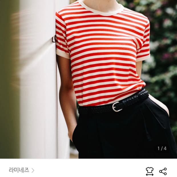 라미네즈 스트라이프 라운 반팔티