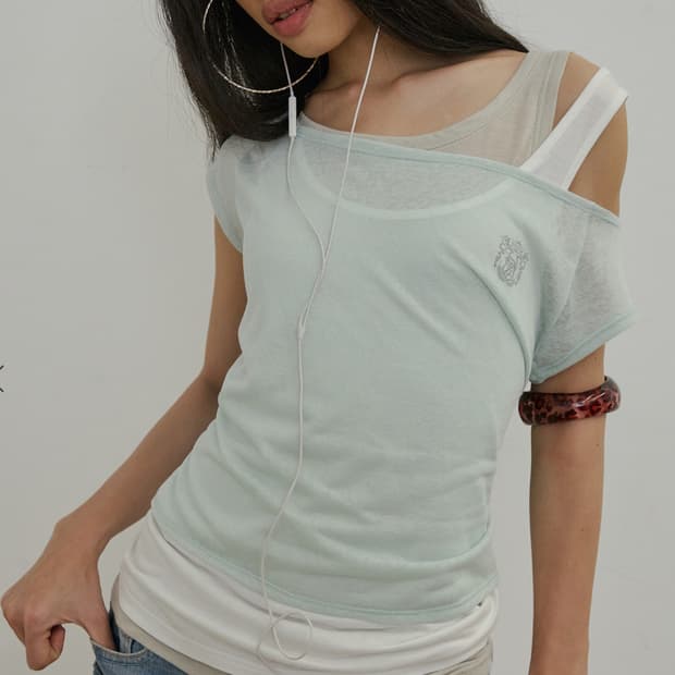 스컬프터 Lazy Sleeveless Layered Tee Mint