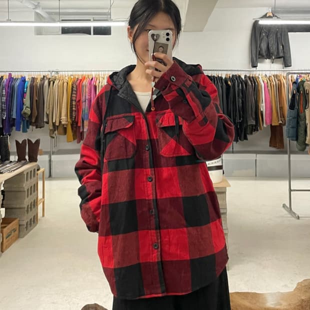 DICKIES ckeck hood jacket