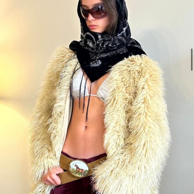 Faux Fur Middle Jacket Beige