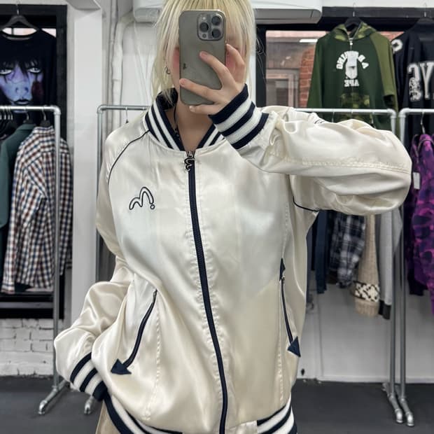 에비수 빅로고 블루종 자켓