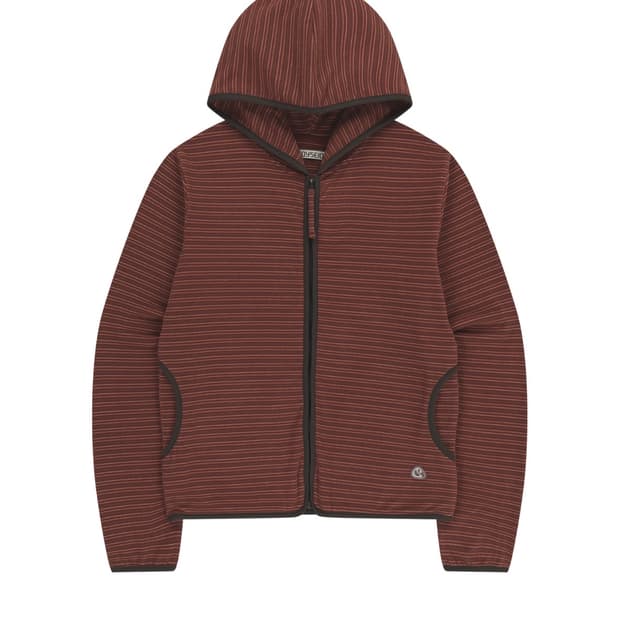 코이세이오 STRIPE FLEECE HOOD ZIP-UP RED