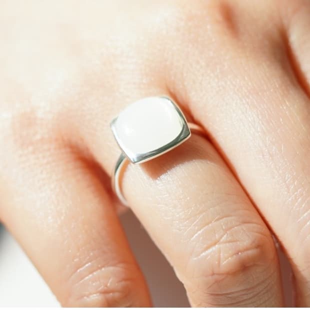 실버925 천연석 반지/ 화이트문스톤