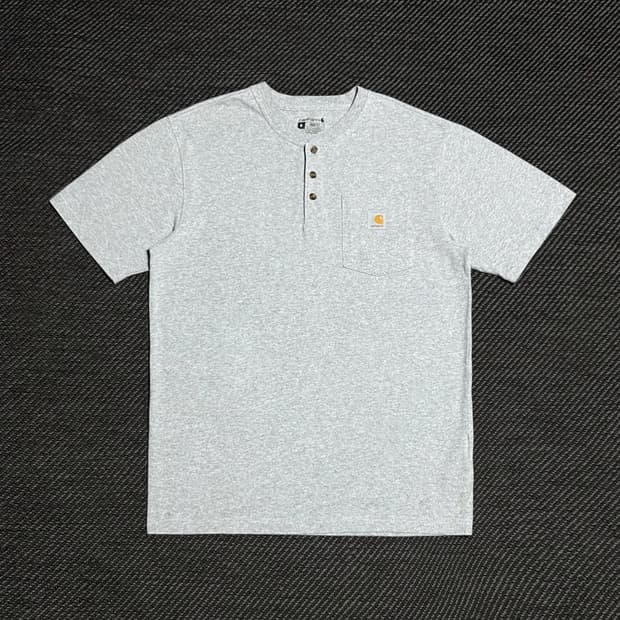 [L] Carhartt 칼하트 그레이 헨리넥 반팔 티셔츠