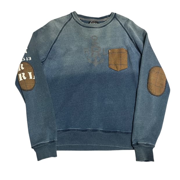 더블알엘 RRL 워시드 블루 맨투맨