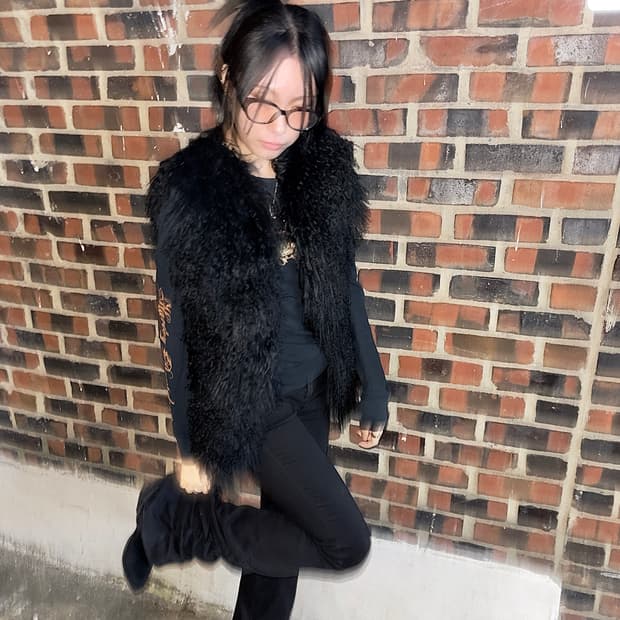 아메리칸 빈티지 양털 컬리 퍼 베스트