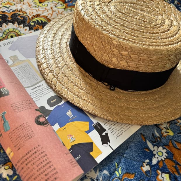 JOHN B  STETSON 스텟슨 빈티지 블랙 리본 보터햇 밀짚 모자