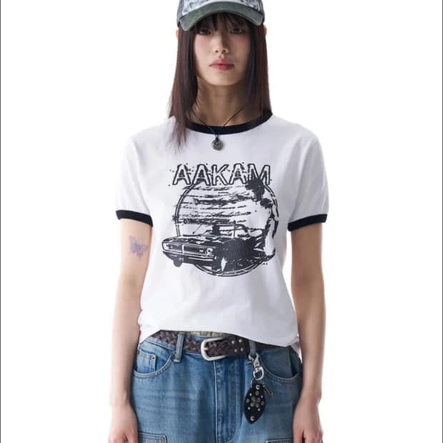 [1] 아캄 Cracked Car Ringer Top (White)