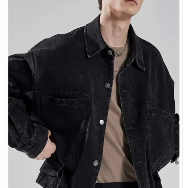 메종미네드 크롭 흑청 데님 자켓 M