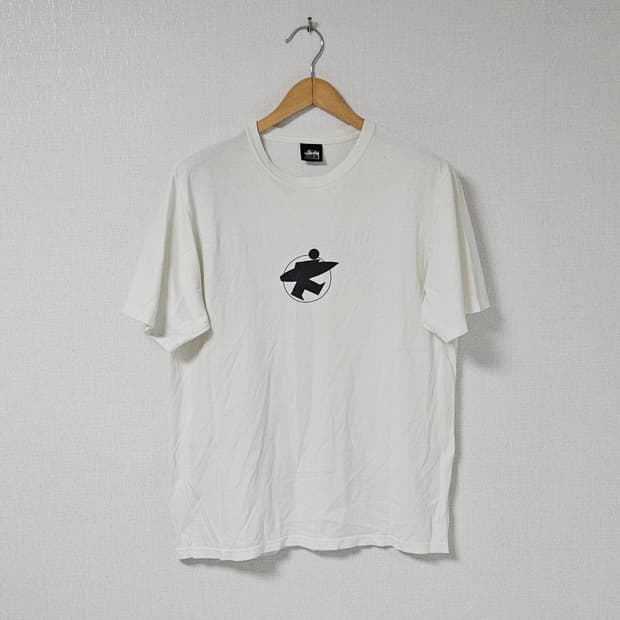 스투시 stussy 서프 스탁 반팔티셔츠 화이트 정품 서핑 M