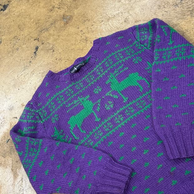 폴로 랄프로렌 퍼플 그린 빈티지 니트 