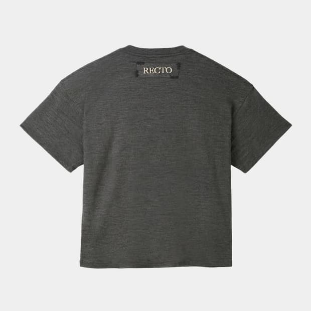 렉토 25FW 백로고 울 반팔 티셔츠 멜란지 그레이