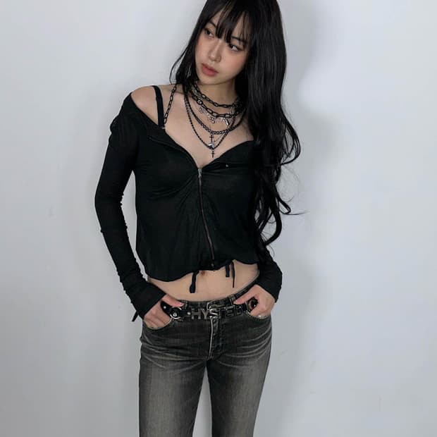 DIESEL 스팽글 다크그레이 가디건 