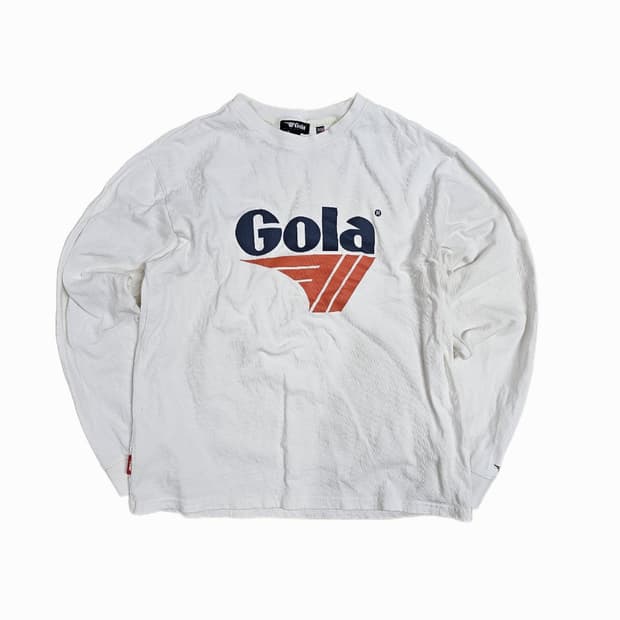 [L] Gola 골라 레트로 빅로고 화이트 긴팔 티셔츠