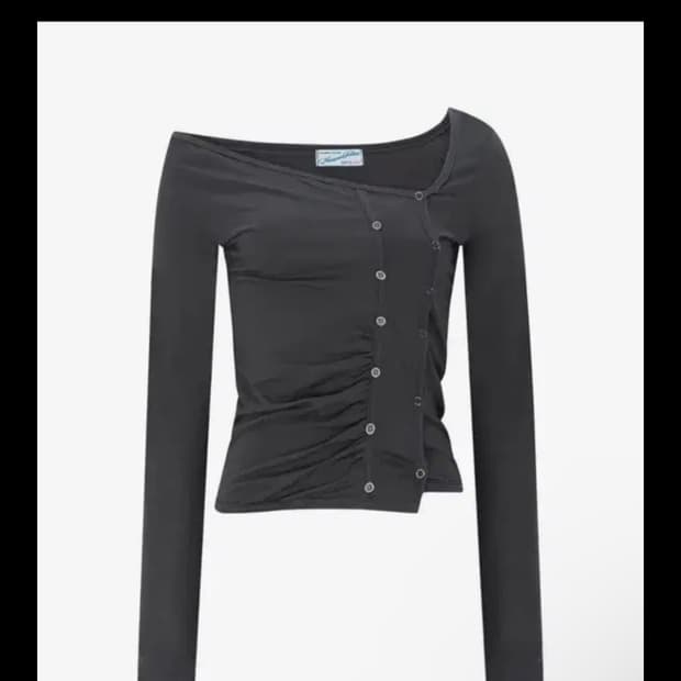 플노팔 Dulce Unbal Button Long Sleeve 차콜