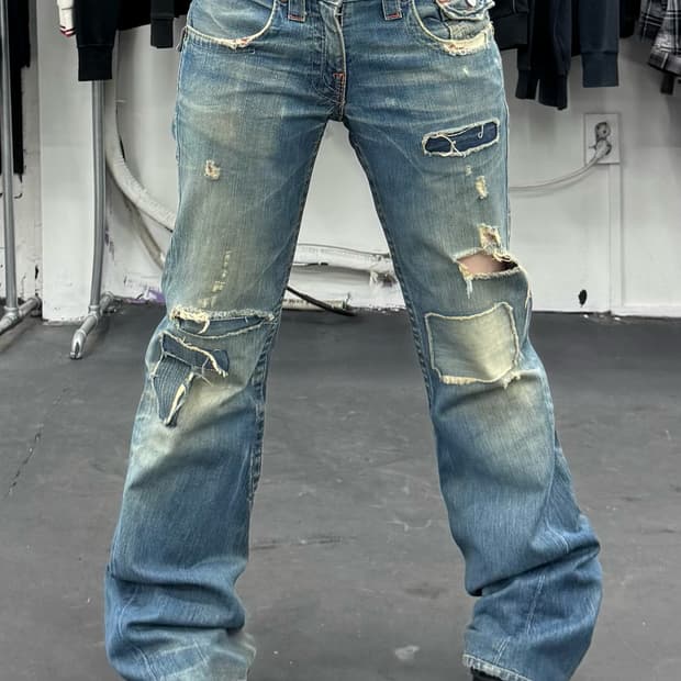 트루릴리전 그런지 패치워크 데님팬츠