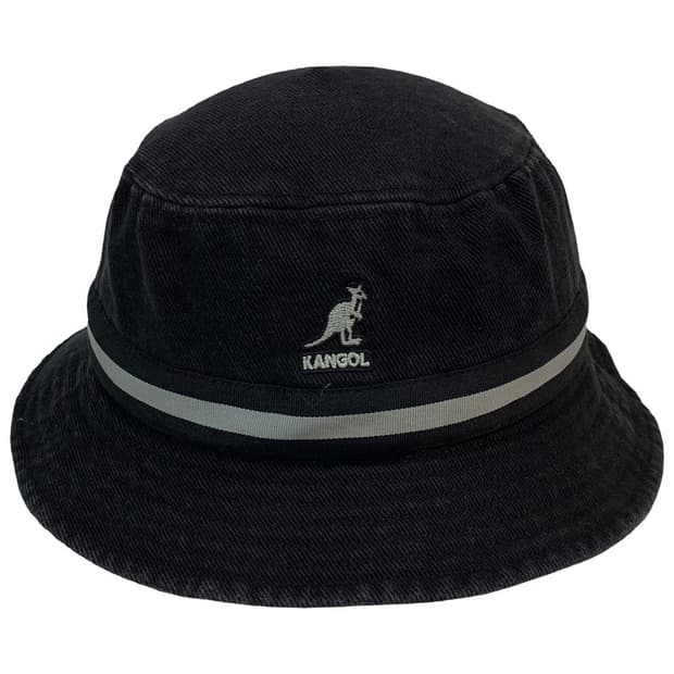 캉골 스트라이프 라힌치 버킷햇 블랙 