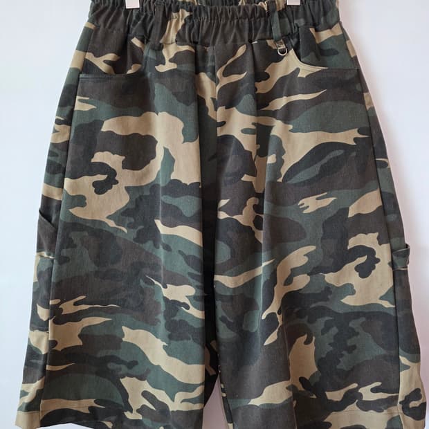 슬로우 레코드 하우스 카펜터 버뮤다 와이드 카모 팬츠 빈티지 그린