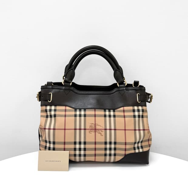 버버리 헤이마켓 체크 햅번 토트백