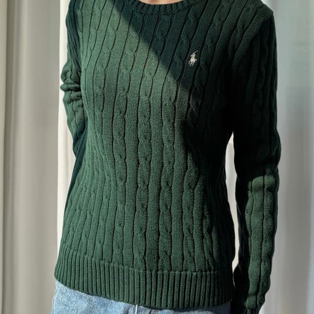 [S-M]폴로 랄프로렌 꽈배기 케이블 코튼 니트