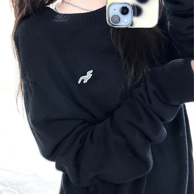 홀리스터 자수로고 블랙 니트