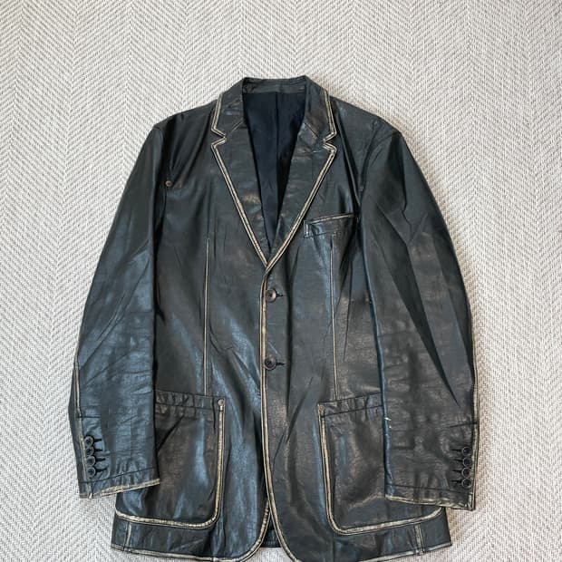 빈티지 양가죽 테일러드 가죽 자켓