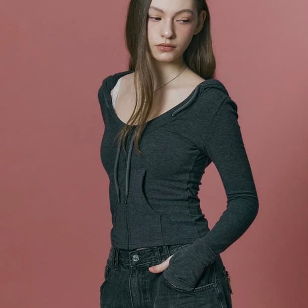 플리즈노팔로우 글렌 후디 차콜