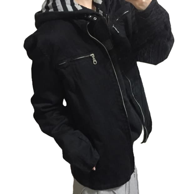 Black stripe zip up jacket