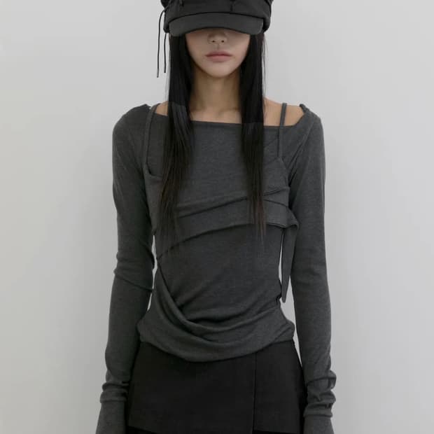 플레어업 Layered Bustier Long Sleeve 챠콜