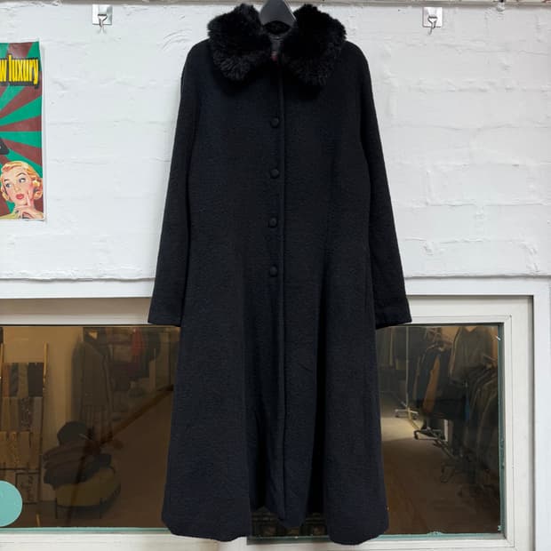 Pink House A라인 퍼 칼라 앙고라 울 혼방 코트 OS