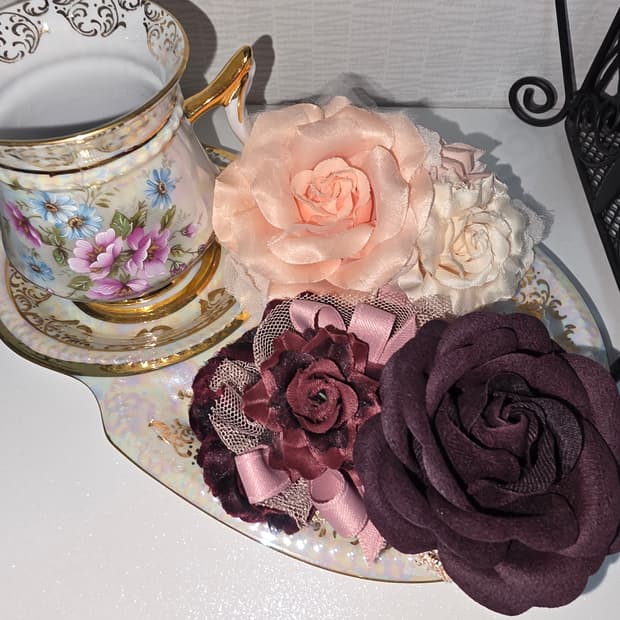 엑시즈팜 고전일본빈티지) 히메갸루고딕로리타 로즈코사지머리핀 2점 세트