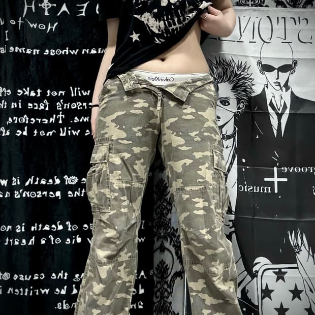 Y2k 카모 카고 팬츠