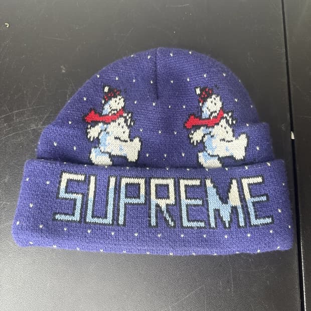 슈프림 스노우맨 자카드 비니 네이비