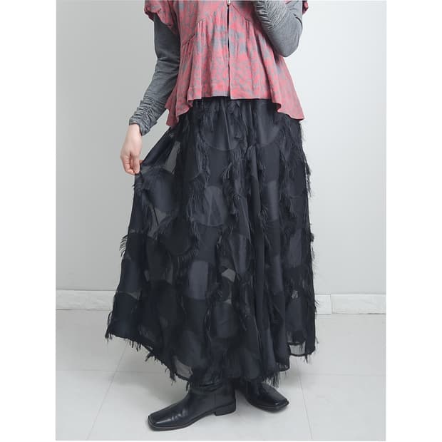 도트 수술 롱 스커트