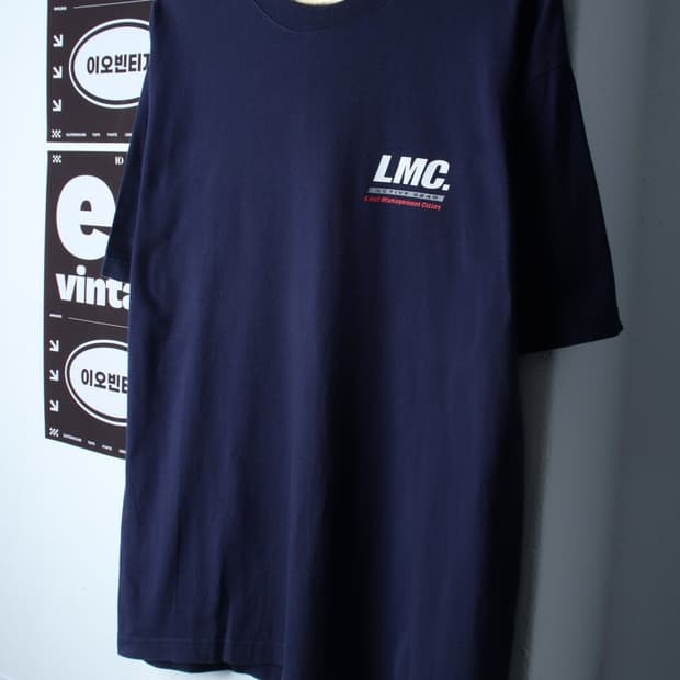 (L-XL) 엘엠씨 반팔 티셔츠 백로고 네이비 스트릿-H32256