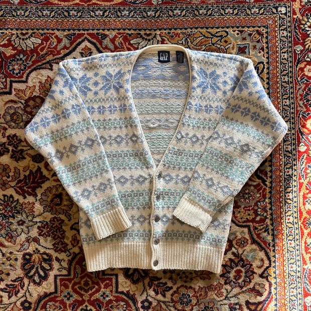 90s Old GAP 노르딕 울 가디건 - L