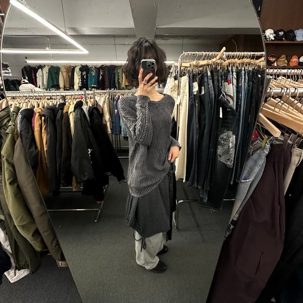 M)Japanese vintage 피그먼트 워싱 니트 스웨터