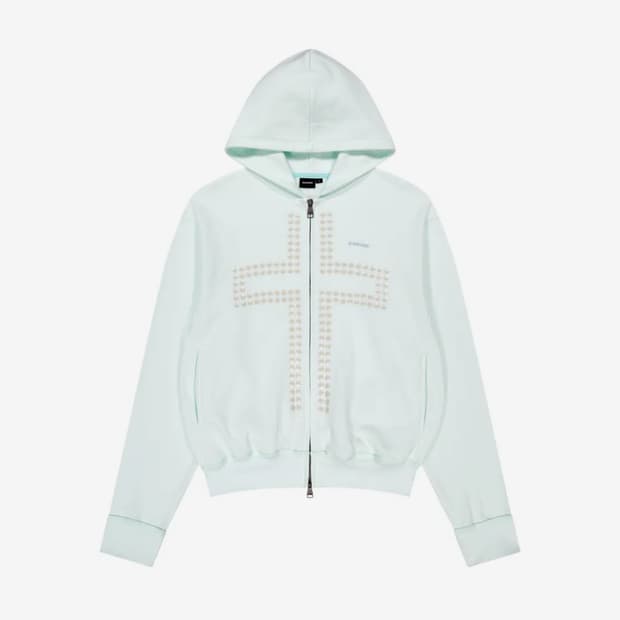 아캄 크로스 라인스톤 후드집업 후디 아이스블루 rhinestone