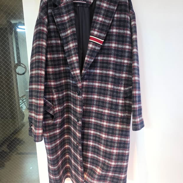 로맨틱 크라운 겨울 체크 코트 (L)