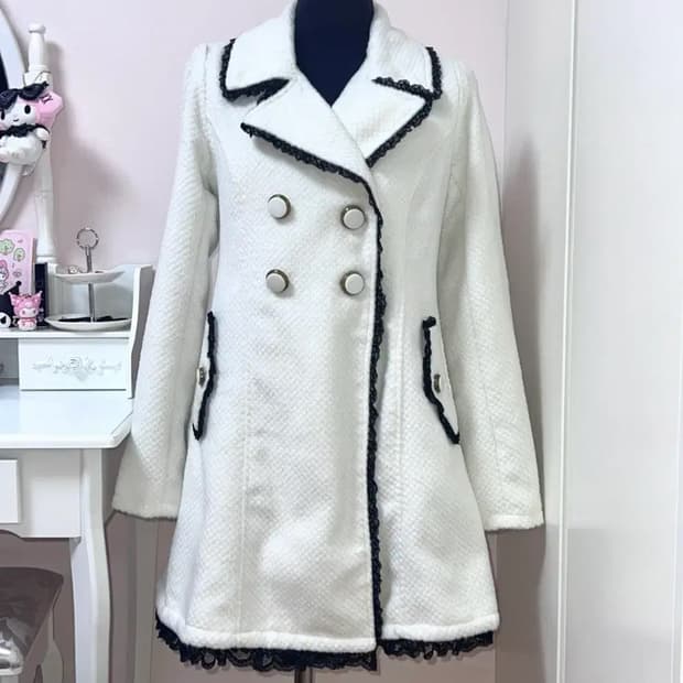 트랄라라 화이트 트위드 트렌치 코트 고전 히메갸루 달천 리즈리사 라떼갸루