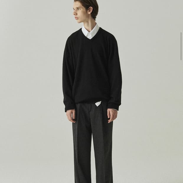 토마스모어 다크 그레이 와이드 울 슬랙스