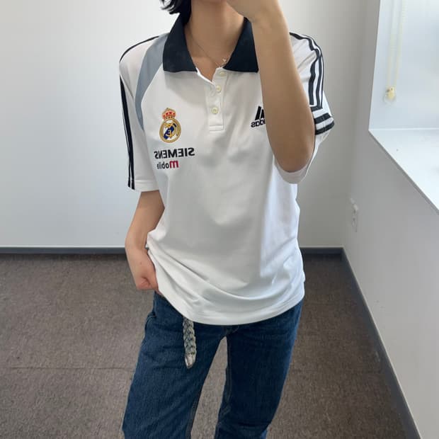 Adidas 아디다스 레알마드리드 화이트 반팔 카라티 