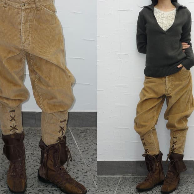 knot detail corduroy baggy pants