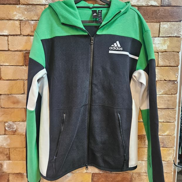 아디다스 후드집업 그린/블랙