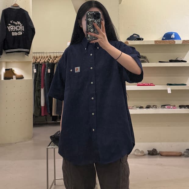 칼하트 원포켓 다크네이비 반팔 셔츠 U1300