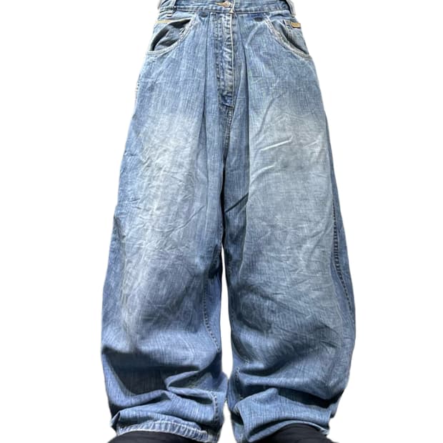 wide big size light denim