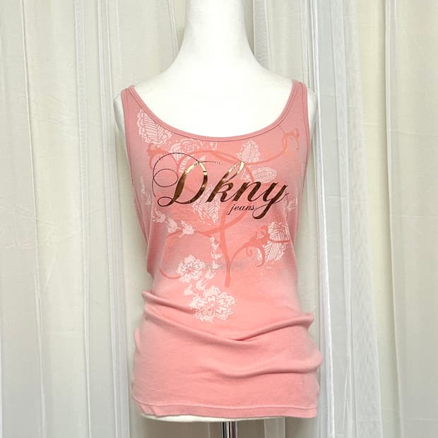 Dkny jeans 코랄핑크 로걀탑 슬리브리스 팝갸루