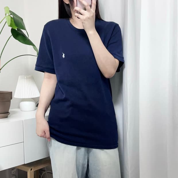 폴로 네이비 / 화이트포니 와플반팔티 [ M ]