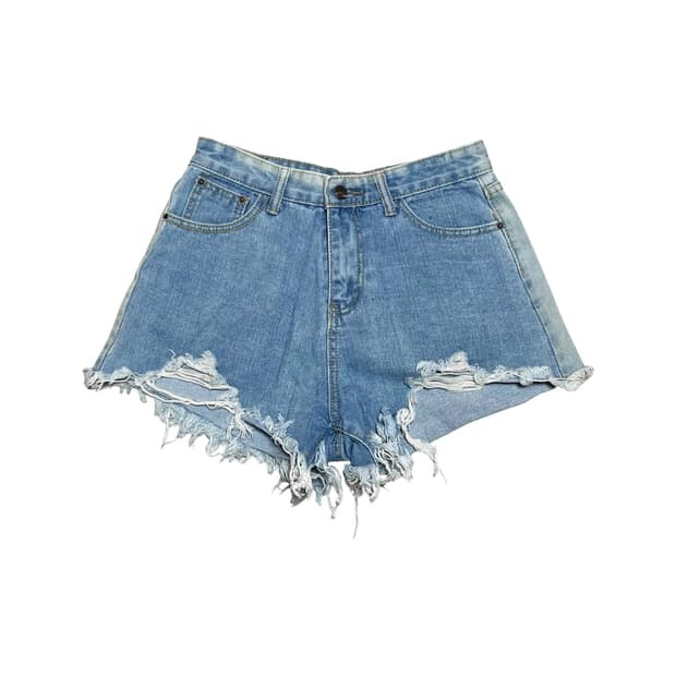 Vintage Cutting Damage Denim Shorts